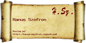 Hanus Szofron névjegykártya